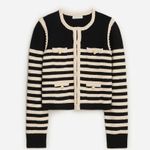 J.Crew NWT Odette Sweater Lady Jacket in Black Muslin Striped Boucle Cardigan XS Photo 0