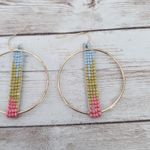 Vintage Earrings For Pierced Ears Large with Multi Colored Beads Photo 2