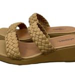 White Mountain Slide Wedge Slip On Sandals Size 11 Tan Braided Photo 0