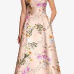 Alfred Sung NWT‎ Alfred SungFloral Corset Satin Gown Butterfly Botanica-Pink Sand Sz 14 $302 Photo 0