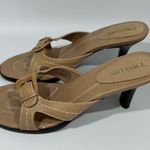 Two Lips Vintage Tan Leather Kassandra Buckle Heels Sandals 8 Photo 0