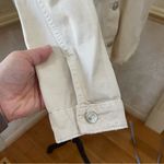ZARA Cream Beige Cropped Frayed Hem Denim Cotton Jacket Utility Casual Boxy XL Photo 4