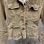 Tulle Vintage Y2K Beige Tan Corduroy Cropped Fitted Patch Pocket Jacket Medium M Photo 2