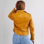 Mauritius Wild 2 RF Leather Moto Jacket Lambskin Sunrise Yellow Medium EUC Photo 11