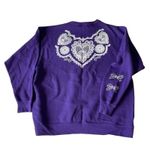 Vintage Purple Crewneck Sweatshirt White Lace Details 80’s Wild Cottagecore Gran Size XL Photo 5