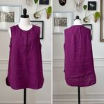 Ellen Tracy 100% Linen Plum Purple Sleeveless Shirt L Photo 1