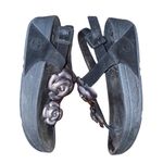 FitFlop  Sandals Women 8 Floretta Black Suede Pewter Lavender Flower Slingback Photo 2