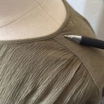 Pleione Olive Green Drawstring Waist Tunic Relaxed Fit Lightweight Blouse Small Photo 8