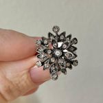 Boutique Silver Floral Rhinestone Statement Blooming Ring “Sophesia” Femme Classic Cocktail Jewelry Photo 9