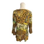 Avenue  Yellow Black Pleated Tunic Size 14/16 Long Sleeve Rhinestone Sheer Casual Photo 3