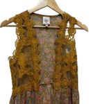 Self Esteem  Women Top M Gold Boho Floral Print Crochet Trim Indie Parisian Fairy Photo 2
