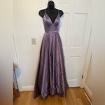 La Femme  Lavender/Gray  Spaghetti Strap V Neck Dress Size 4 NWT Photo 1