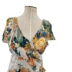 Anthropologie  V-Neck Ruffle Lace Slip Dress Floral White Multicolor Size US 4 Photo 2