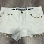 Affliction NEW Vikki Studded White Cut Off Shorts Y2K Size 28 Photo 0