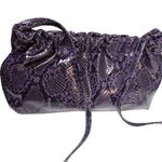 Bueno Whimsi Goth Purple Black Snake Shiny Faux Leather Shoulder Bag Clutch Purse VTG Photo 2
