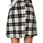 ZARA NEW Black White Plaid Paperbag Tie Belt Preppy Checkered Wrap Mini Skirt XS Photo 2