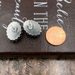 Vintage West Germany Multicolor Amber Brown Glass Cabochon Steel Stud Earrings Photo 1