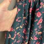 Free People  Flower Fields Emerald Combo Button Up Mini Dress Pockets Long Sleeve Photo 9