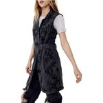 Free People Western Geometric Longline Denim Vest in Black XS Photo 8