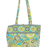 Vera Bradley Quilted "Peacock" Tote Handbag Teal Blue Medium Bag Photo 0