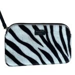 Paule Ka Zebra Print Pony Hair Clutch Purse Pouch Black Photo 0