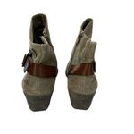 blowfish Tweed Cotton Faux Leather Ankle Boots Heel Brown Dark Academia 7.5 Photo 2