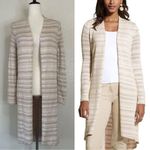 Chico's Kennedy Subtle Striped Textured Open Front Long Cardigan Photo 1