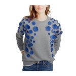 J.Crew Sweatshirt Women L Gray Blue Embellished Flower Appliqué Preppy Casual Size L Photo 8
