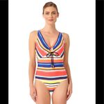 Anne cole  slimming multicolored stripe swimsuit. New Photo 2
