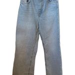 ZARA 90’s Full Length Wide Leg Light Wash Size 8 Ridged Cotton Raw Hem Jeans. Photo 1
