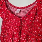 No Boundaries  Blouse Juniors Twist Front Smocked Top Brilliant Red Bandana Print Photo 2