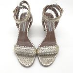 Tabitha Simmons Leticia Block Heel Sandals 37.5 Minimal Bridal Evening Classic Gold Size 6.5 Photo 1