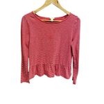 J.Crew 100% Cotton Candy Cane Red & White Striped Ruffle Hem Top Blouse Small Photo 5