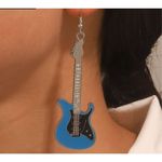 Zinc Alloy Guitar Design Drop Earrings Blue Photo 5