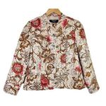 Parisian Signature blazer 10P linen blend tan floral snap front lightweight boho Photo 0