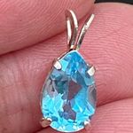 Sterling Silver Vintage Blue Topaz CZ Cubic Zirconia Teardrop Pendant 0.7g Photo 1