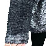 a.n.a  Womens Sweater Top Shirt Faux Fur Boat Neck Pullover Black Pewter Large Photo 5