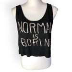 Normal Is Boring Black Sleeveless Cut Out Cropped Tank Top Photo 86