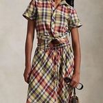 Ralph Lauren Polo  Cropped Plaid Cotton Tie Front Top Photo 2