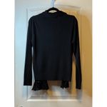 Carolyn Taylor  Black V Neck Sweater With Sparkle Tassel Scarf Accent Sz L Sequin Photo 2