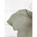 Anwnd Women's Green Snap Ribbed Straight Hem Short Sleeve Crop Top Size M/L Photo 4