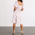 Baltic Born  Sonnet Blush Floral Midi Dress Puff Sleeve Smocked Back Size Small Photo 3