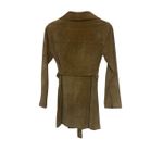 Wet Seal Vintage Y2K Leather Trench Coat Women’ Brown Suede Fringe Boho Western Photo 1