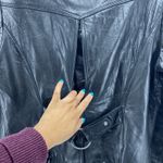 Nine West vintage Y2K 90s soft black leather jacket blazer silver buttons size l Photo 12