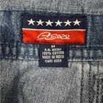 Vintage Agapo Denim Floral Embroidered Crop Bib Overalls Boho Hippie Medium M Blue Photo 6