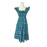 Hill House  - Ellie Nap Moody Floral Teal Dress Sz XXS Photo 3