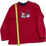 Fleece‎ Christmas Sweatshirt Santa Snowman Embroidered Holiday Pullover Red Size L Photo 0
