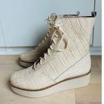 Anthropologie Platform Boot SZ40/ 9.5 Stompy Creme Alligator Embossed Leather Photo 4