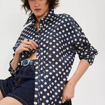 For Love & Lemons  Dolly Dot Denim Button-Down Shirt Photo 0