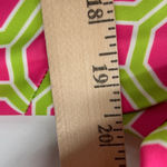 Gretchen Scott Pink Green Geometric Print Shirt Dress 3/4 Sleeve Collared Resort Size L Photo 6